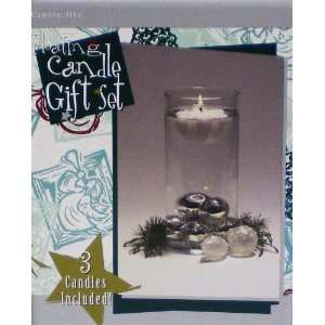  Floating Candle Boxed Gift Set with Glass Vase and 3 Candles 