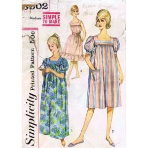  Simplicity 3902 Sewing Pattern Misses Muu Muu Nightgown 