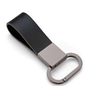   Identity   Nero Leather and Black Chrome Key Ring