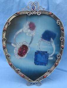 Sterling Silver Picture Frame Amethyst & Coral UNIQUE  