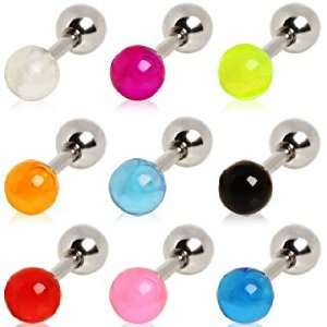 316L Surgical Steel Cartilage Earring with Red UV Ball   16g (1.2mm 