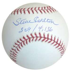 Steve Carlton Autographed MLB Baseball with 329/4136 Dual Inscription 