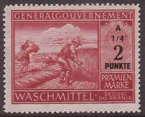 GERMANY POLAND 1944 occupation revenue coupon 2P  
