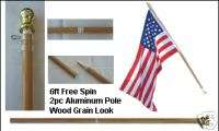 SPIN FREE FLAG POLE WOOD GRAIN EFFECT 6 FT  