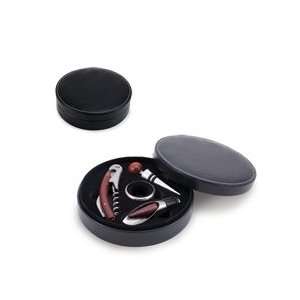   Black Four Piece Box Set Of Wine Accessories For Your Wine Bar Sports