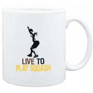    Mug White  LIVE TO play Squash  Sports