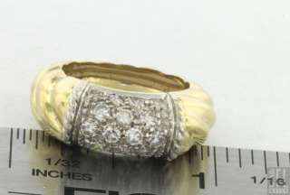   GOLD FANCY .92CT DIAMOND CLUSTER CABLE COCKTAIL RING SIZE 5.5  