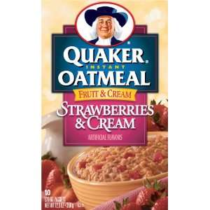Quaker strawberries & cream instant oatmeal, 10 packets 12.3 oz 