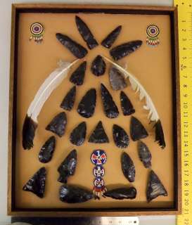 Description 24pc Authentic Native American Arrowhead Framed Lot Set