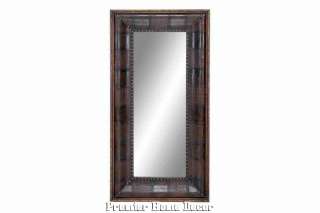 Old World Tuscan Wood Leather Long 63 Mirror Embossed Design  