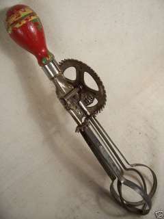 Vintage Egg Beater  Hand Beater   Red Handle   A&J USA  