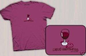 Wine Is Life Drink LIQUID HAPPINESS Smiley Face T shirt  