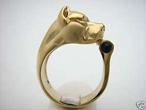 Gold Pitbull Ring Pit Bull Dog Animal Bague de Chien Or  