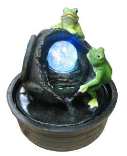 Frogs with Broken Jar Color LED Lights   Indoor Water Fountain