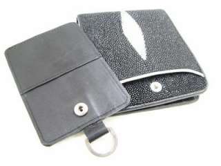 Genuine Black Stingray Leather Bifold Quick Card Wallet  