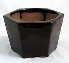 Self Watering Glazed Ceramic Pot   Brown   6 3/8 x 5 1/2