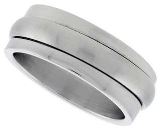 Spinner Ring Stainless Steel Satin Silver Finish Band  