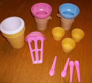 ICE CREAM CONE DISHES SPOONS LOT CUPS KIDS SUMMER FUN @  