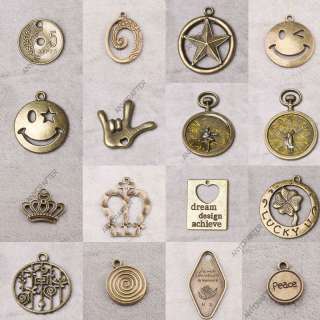 Vintage Lot Antique Brass Bronze Symbol Jewelry Findings Charms 