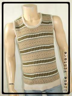   psych abstract pattern v neck novelty knit tank top jumper indie geek