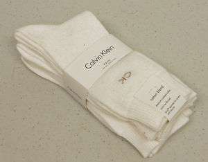 Calvin Klein Cotton Blend Socks White 4 Pairs US 6 9.5 058665197443 