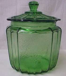 Green Mayfair Depression Glass Cookie Biscuit Jar New  