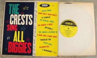 THE CRESTS SING ALL BIGGIES. Near Mint 1960 Coed LP. Very Rare yellow 
