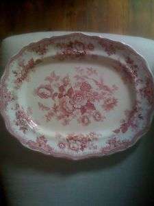 RED AND WHITE STAFFORDSHIRE PLATTER ASIATIC PHEASANTS  