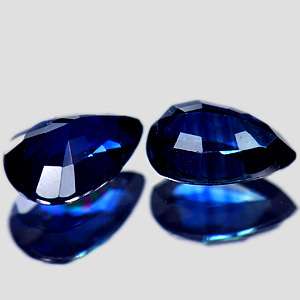 Natural Gems 1.23 Ct. Matching Pair Seductive Blue Sapphire Pear Shape 