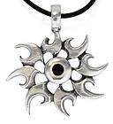 SMALL CHAOS STAR PEWTER PENDANT LEATHER NECKLACE Gothic  