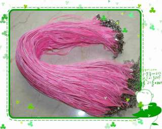 100pcs Pink Organza Voile Ribbon Cord Necklace 18  