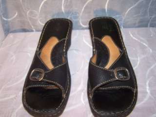 BORN Black Wedge Sandals Slides Mules Shoes 10 / 42  