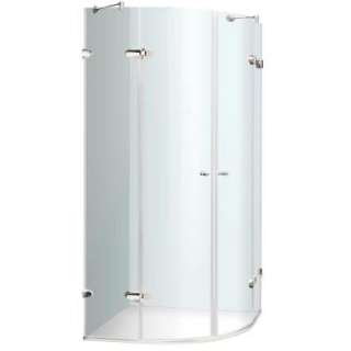34 in. x 73 in. Frameless Neo Round Shower Enclosure in Chrome with 