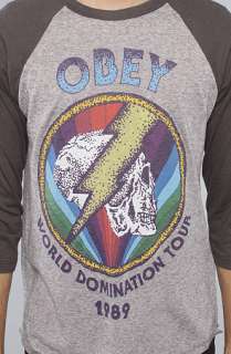 Obey The World Tour 1989 Raglan in Heather Grey Graphite  Karmaloop 