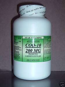 CoQ 10 200mg   200 capsules, q 10 coq10 Q10 co enzyme, anti aging 
