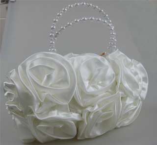Bridal Satin Rose Clutch Wedding Handbag Party Bag Marriage Favors 