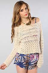 Free People The Marigold Crochet Pullover in Ivory