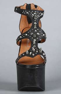 Jeffrey Campbell The Contain Shoe in Distressed Black and Silver 