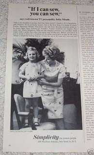 1965 Simplicity sewing JULIA MEADE cute little girl AD  