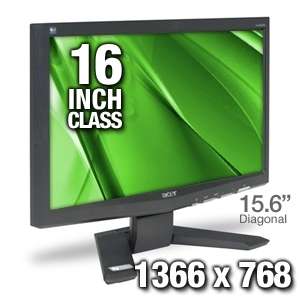 Acer X163WbWM 16 Class Widescreen LCD Monitor   8ms, 1366x768 (WXGA 