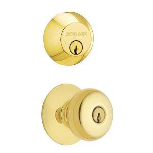 Schlage Plymouth Single Cylinder Bright Brass Knob Combo Pack FB350 V 