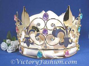 311 Kings Royal Crown Gold tone metal faux Jewels  