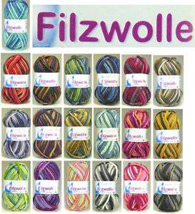 Filzwolle 20 melierte Farben Filz Wolle stricken+filzen  