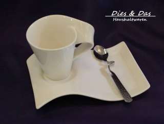 NEW WAVE Kaffeegedeck 3 teilig XL Tasse Spoon NEU  