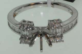 18K white gold semi mount diamond ring vintage estate  