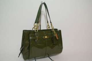 Coach 17855 Chelsea Peyton Olive Green Patent Leather Satchel Handbag 