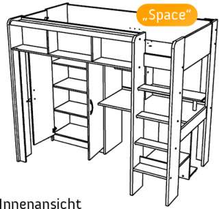Hochbett Space mit Schrank und Schreibtisch neu  