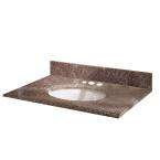 49 In. W Granite Vanity Top with White Bowl and 8 In. faucet spread in 