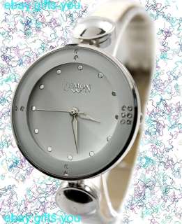 PNP Shiny Silver Watchcase Ladies Women Japan Movement 2035 Fashion 