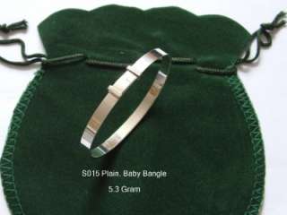 New Sterling Silver 925 Baby Bangle S015 Plain  